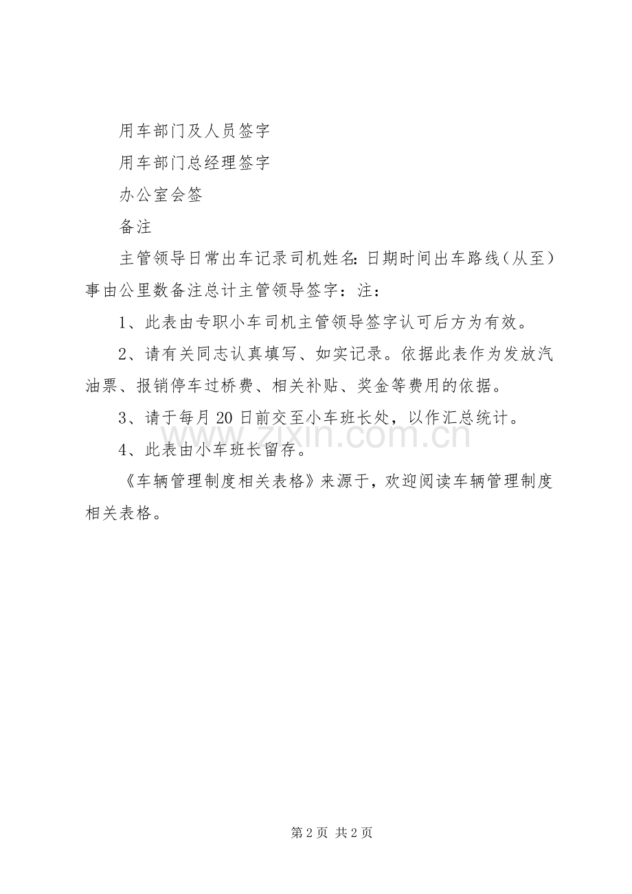 车辆管理规章制度相关表格 (2).docx_第2页