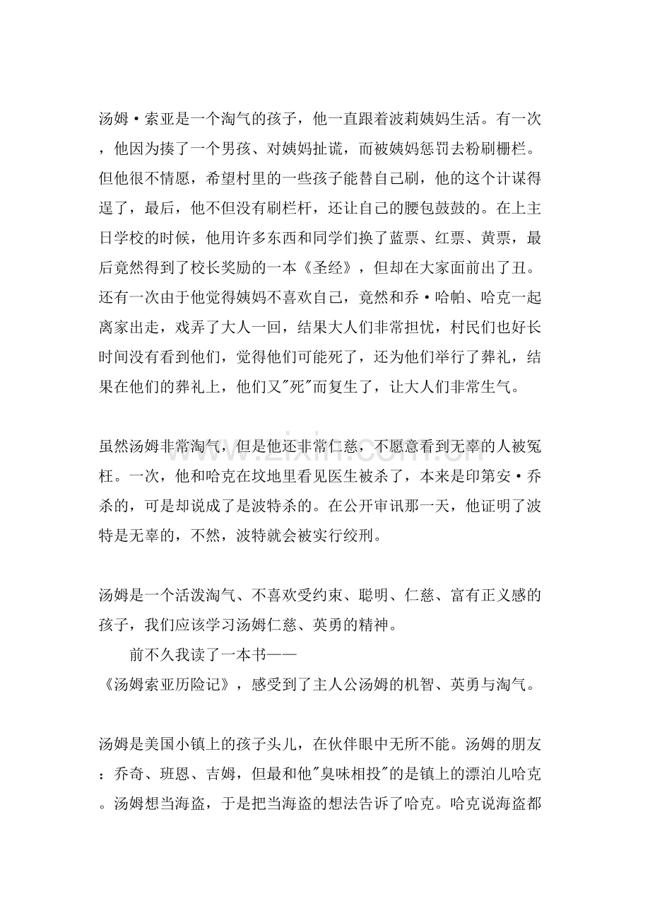 汤姆索亚历险记读书笔记范文三篇.doc_第2页