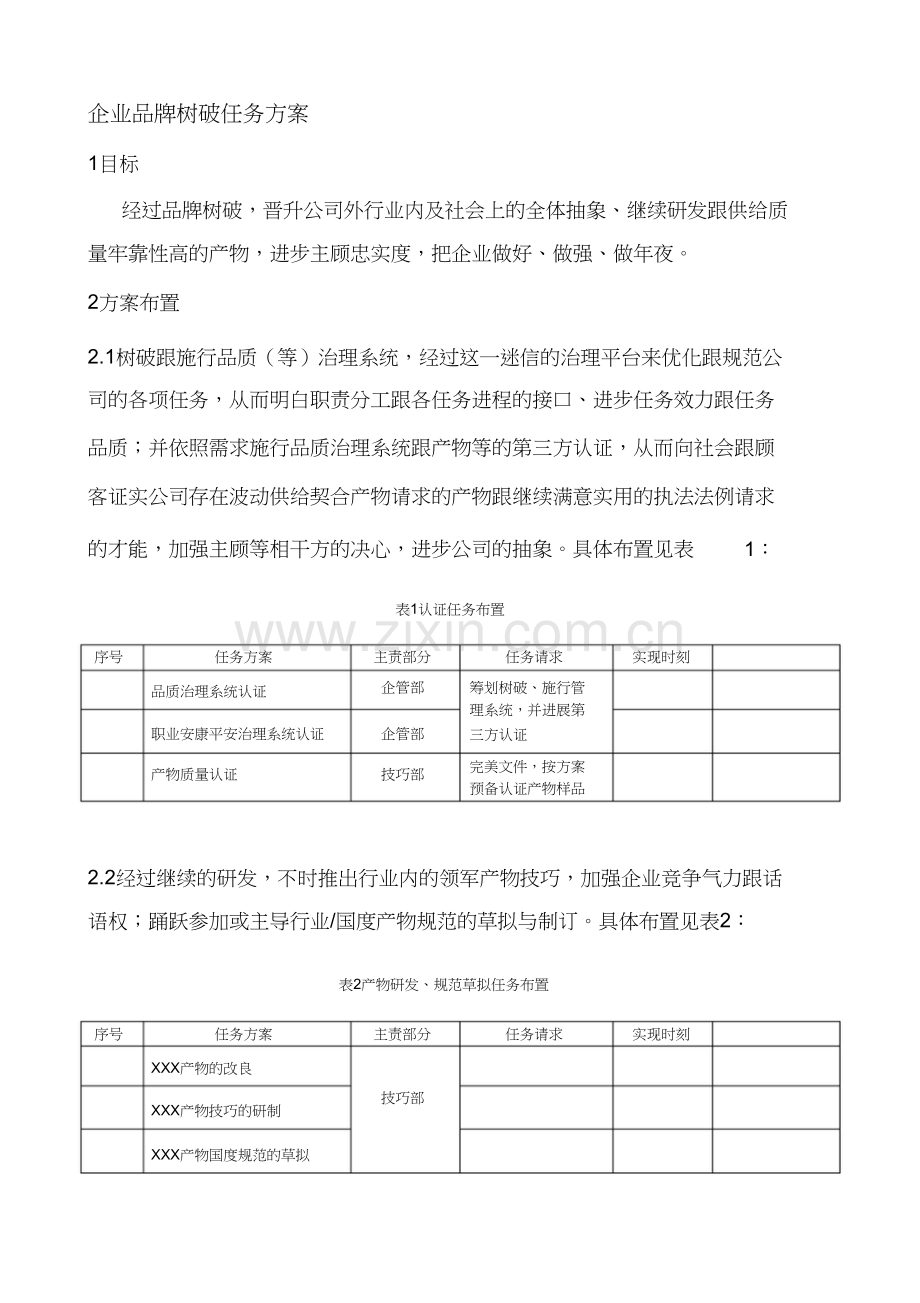 企业品牌建设工作计划.docx_第1页