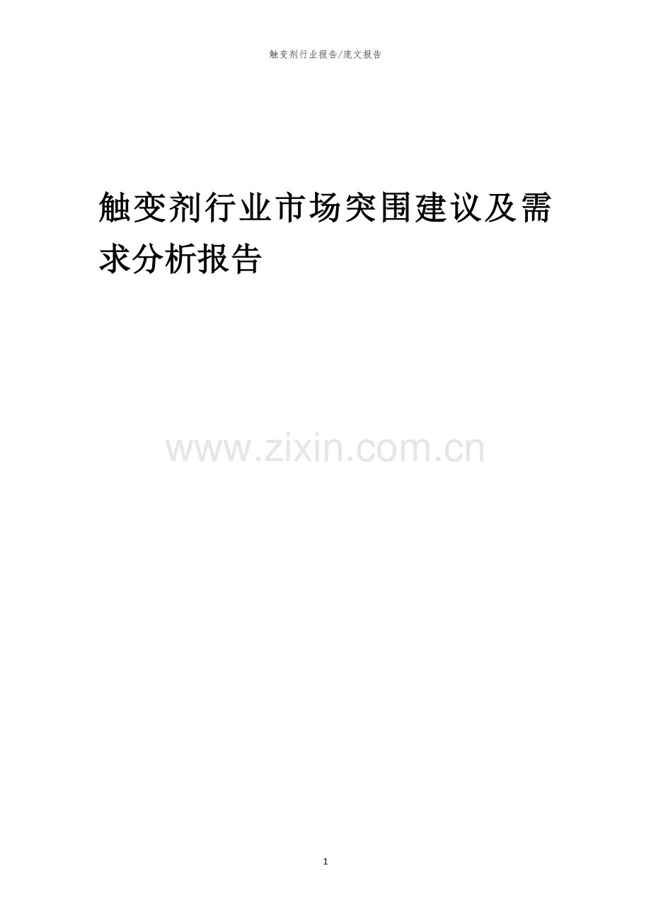 2023年触变剂行业市场突围建议及需求分析报告.docx_第1页