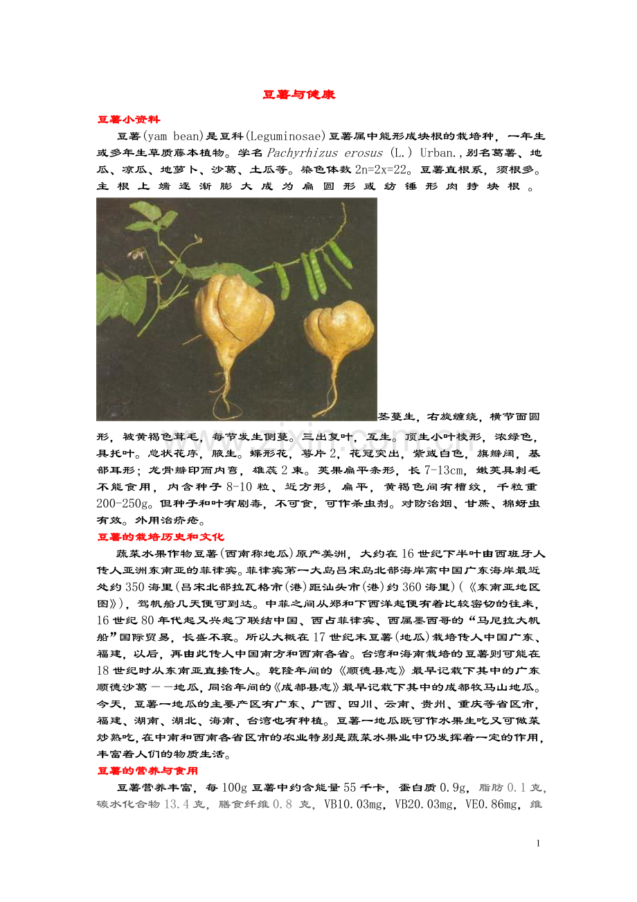 蔬菜与健康--豆薯.doc_第1页