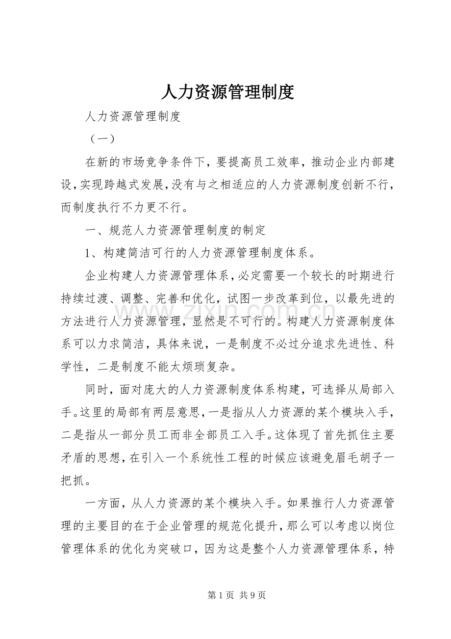 人力资源管理规章制度(2).docx_第1页