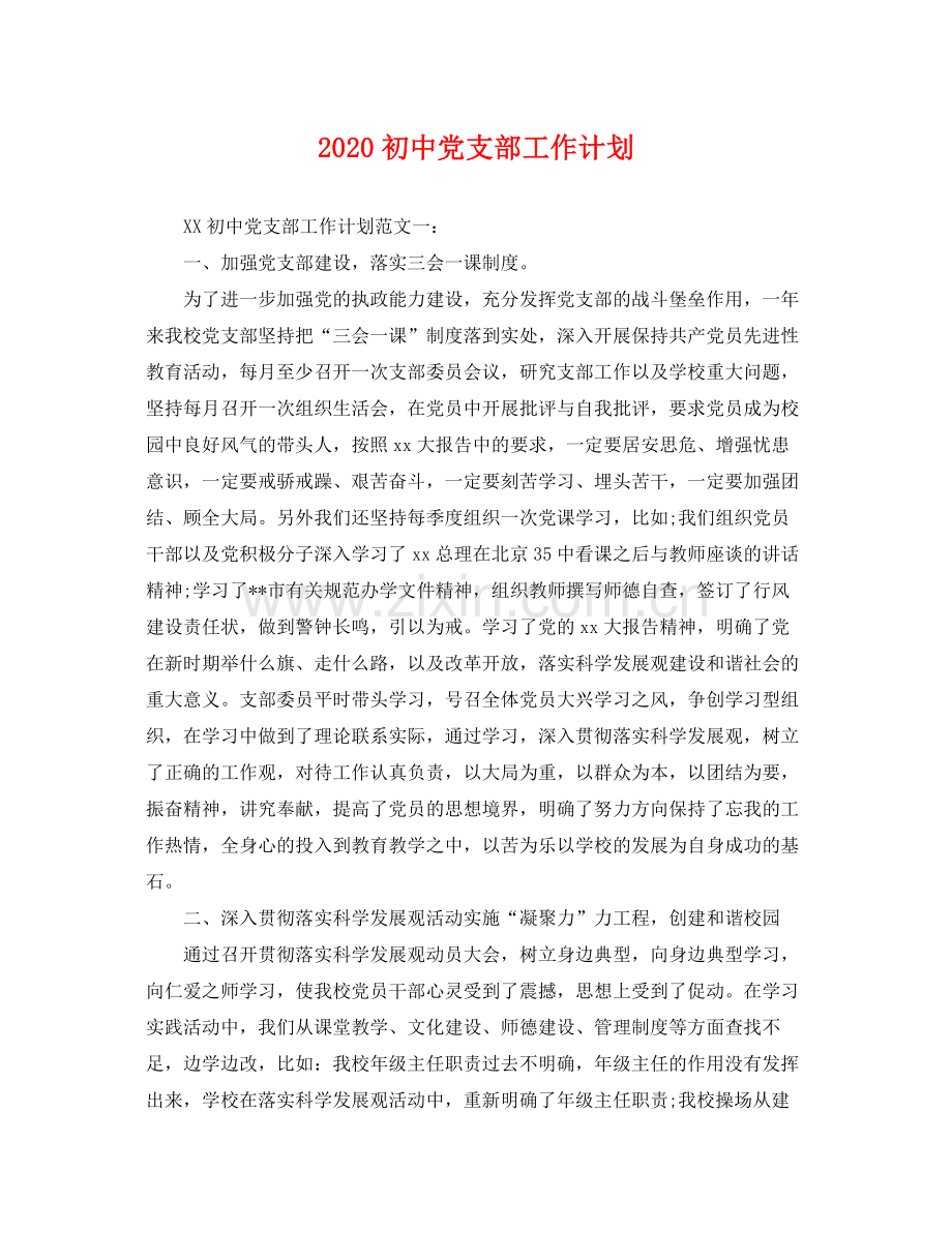 初中党支部工作计划 .docx_第1页