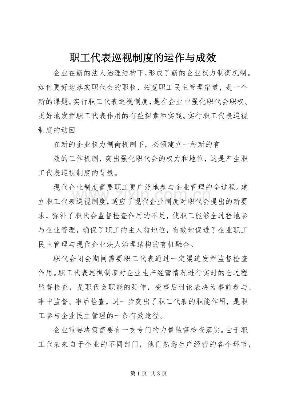 职工代表巡视规章制度的运作与成效 .docx_第1页