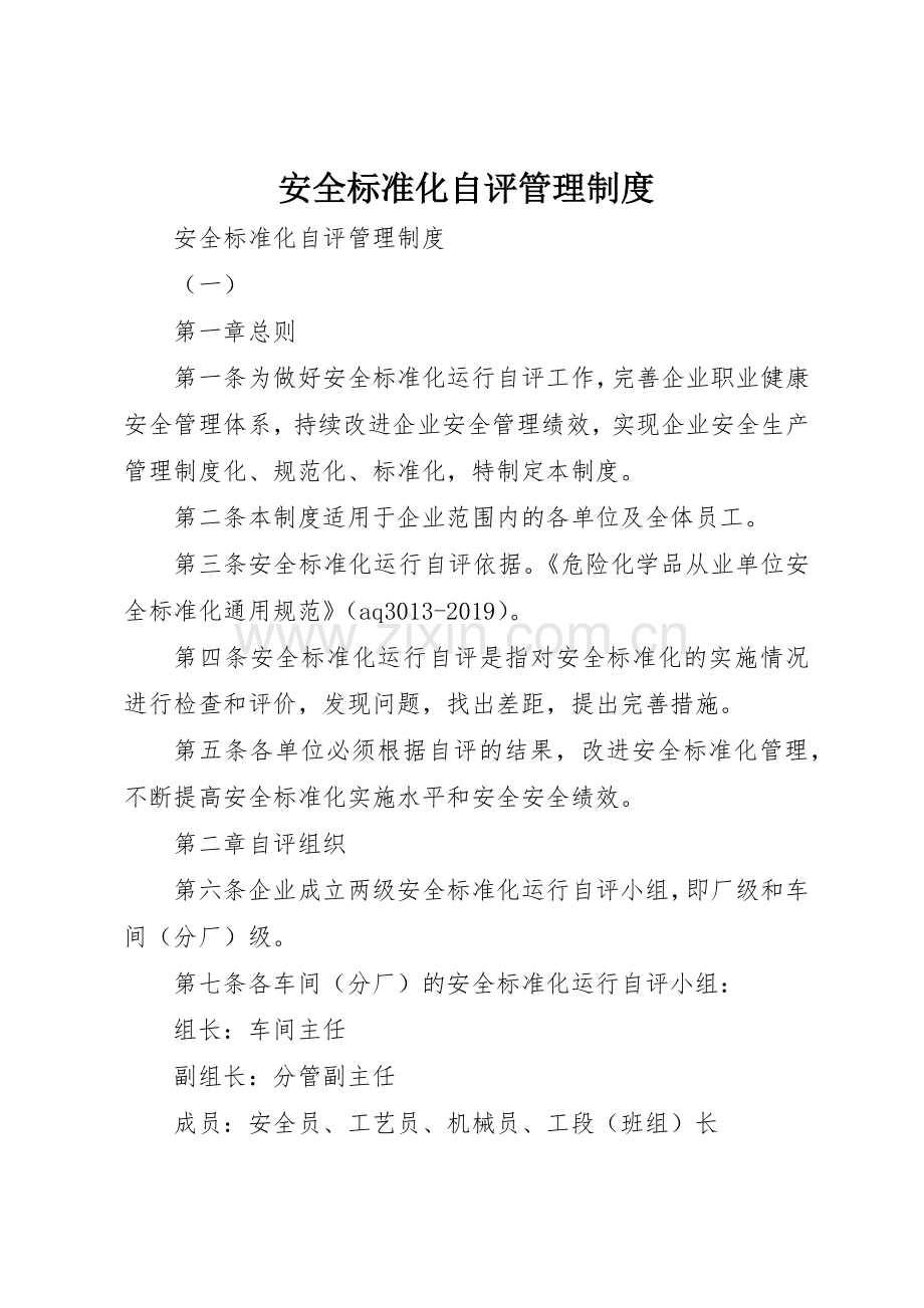 安全标准化自评规章制度管理.docx_第1页