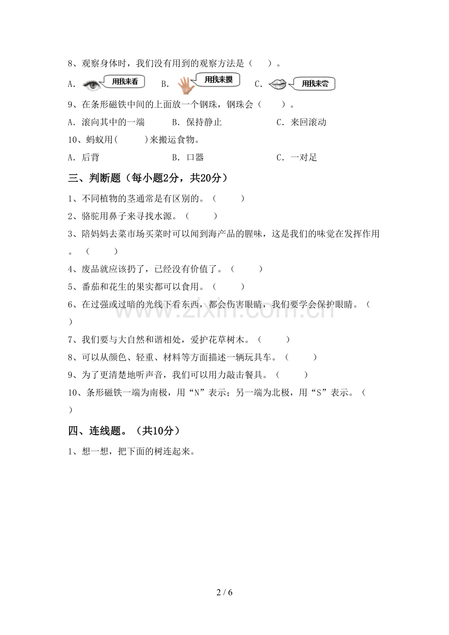 新人教版二年级科学下册期中测试卷(必考题).doc_第2页