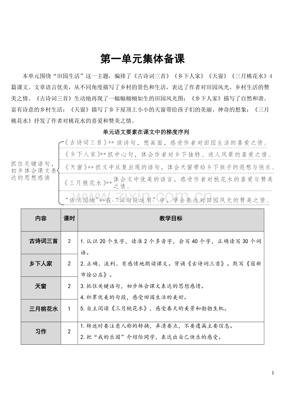新部编版四年级语文下册《1.古诗词三首》教案.doc_第1页