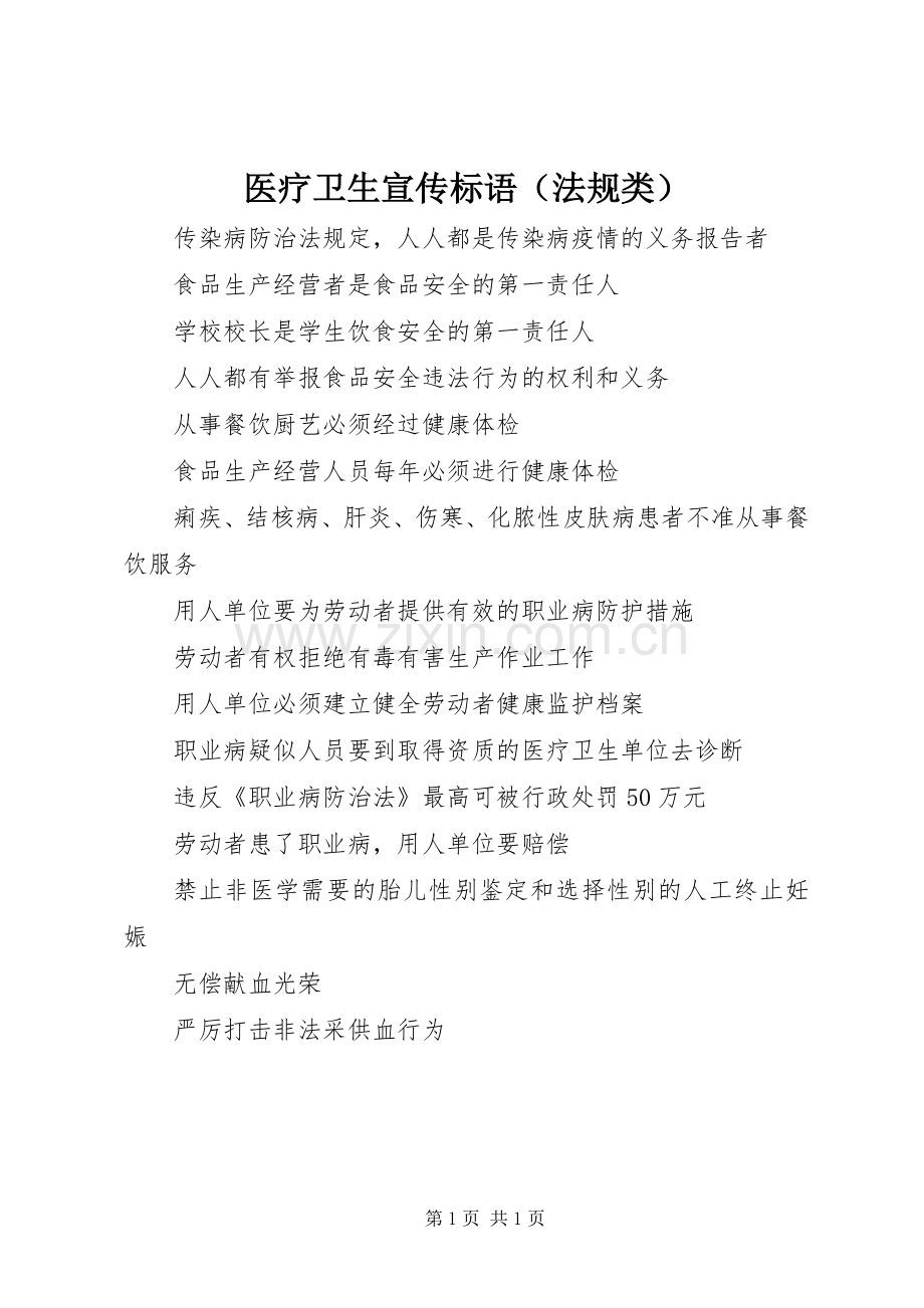 医疗卫生宣传标语集锦（法规类）.docx_第1页