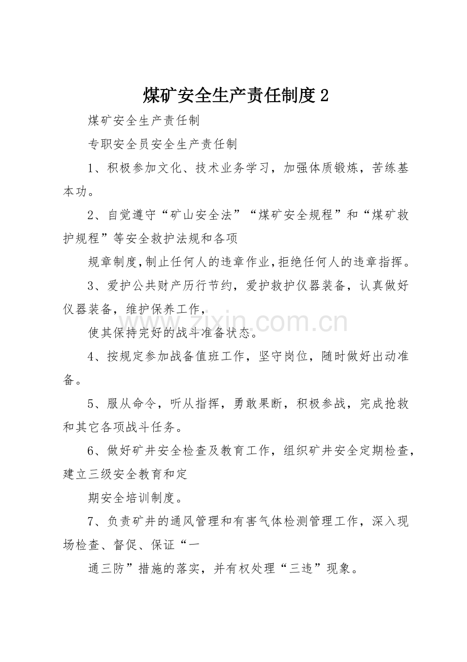 煤矿安全生产责任规章制度2 (4).docx_第1页