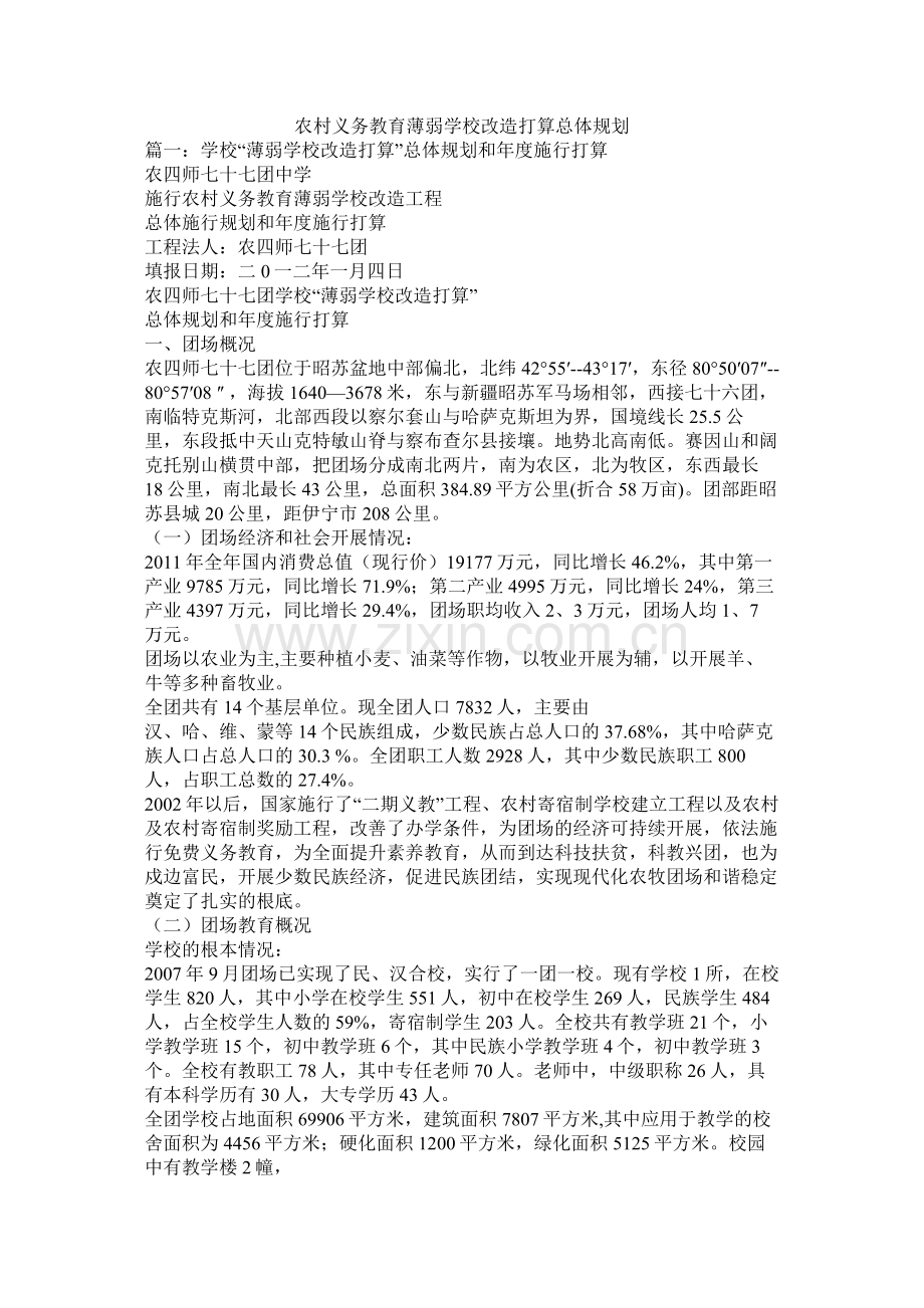 农村义务教育薄弱学校改造计划总体规划参考.docx_第1页