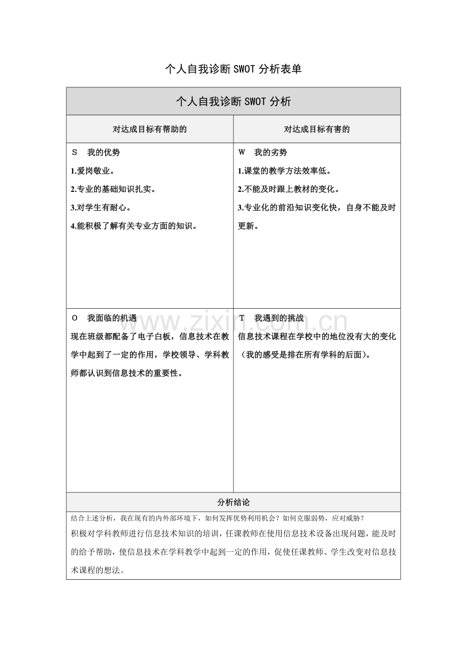 何亮个人诊断swot分析.doc_第1页