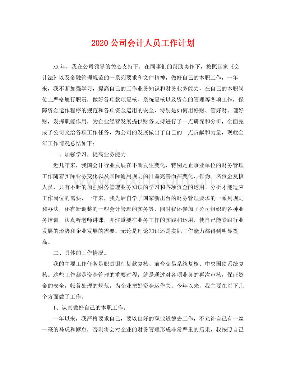 公司会计人员工作计划 .docx_第1页