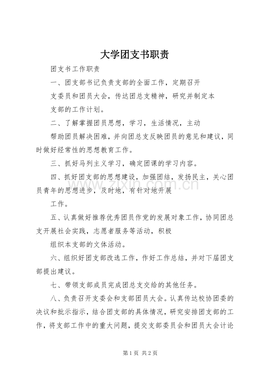 大学团支书职责要求.docx_第1页