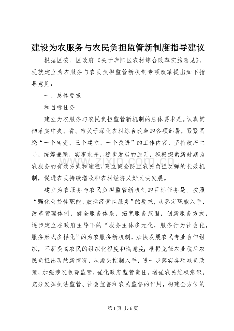 建设为农服务与农民负担监管新规章制度指导建议.docx_第1页