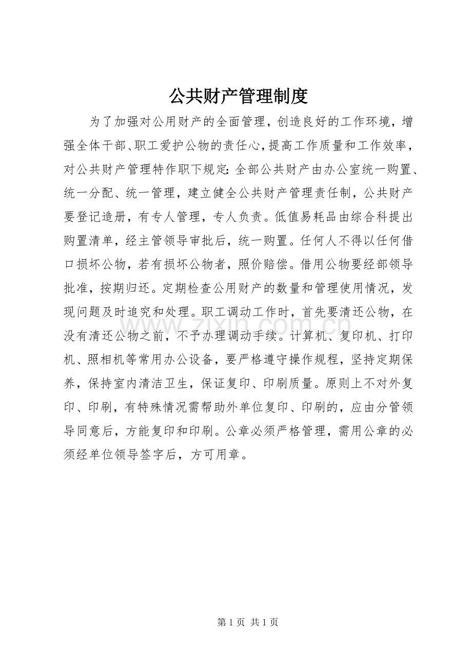 公共财产管理规章制度.docx_第1页