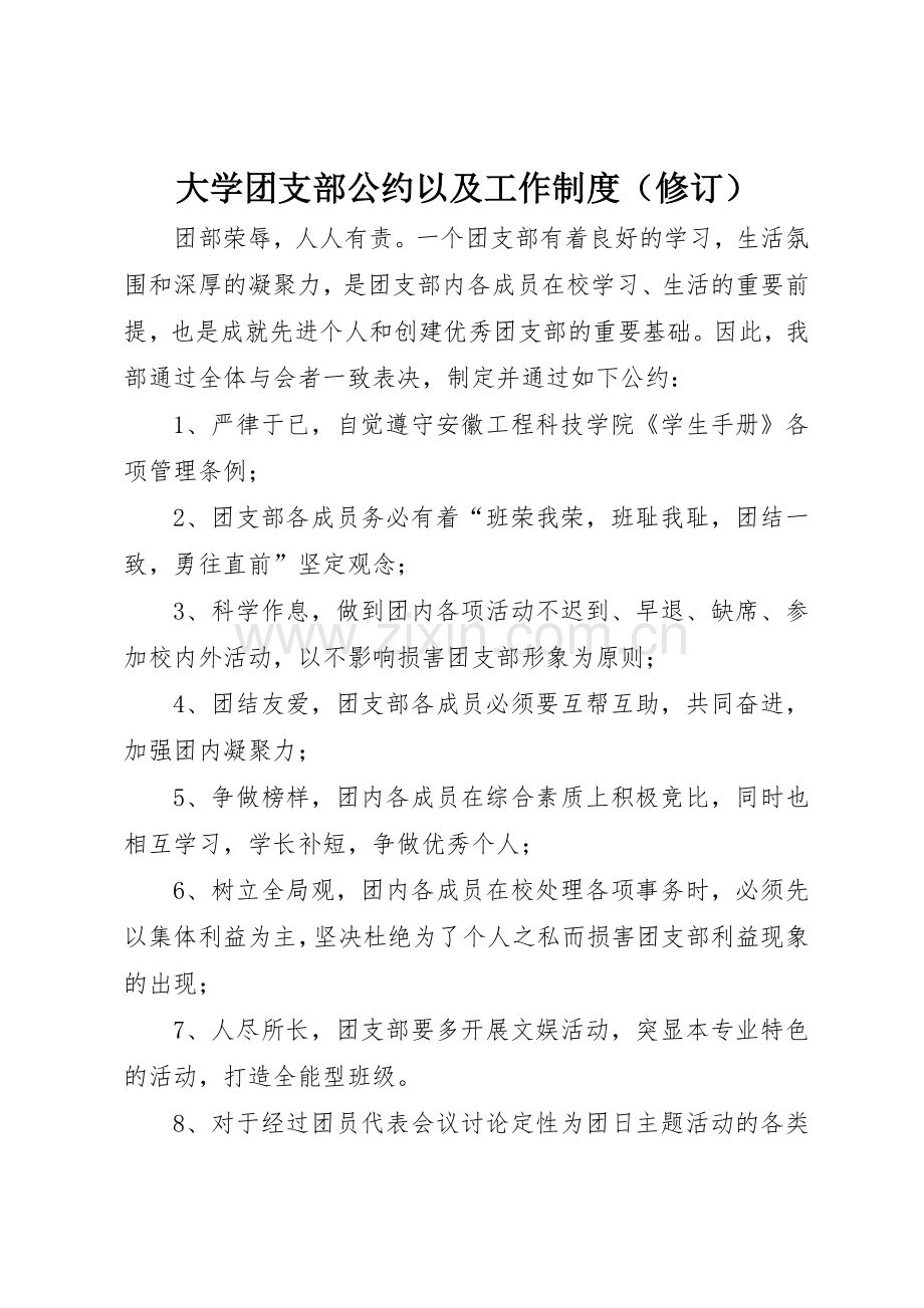 大学团支部公约以及工作规章制度（修订） .docx_第1页