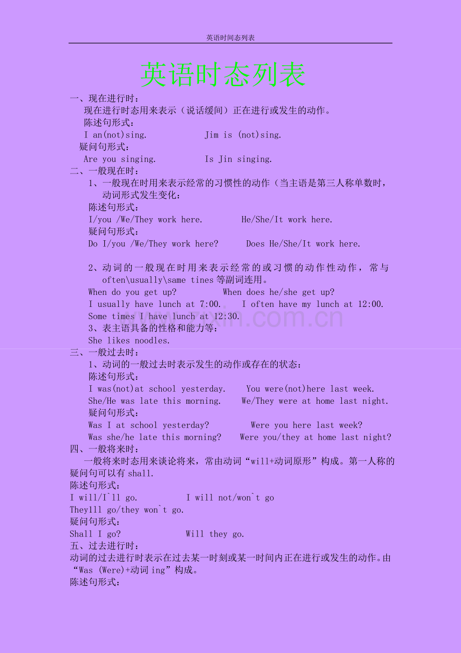 英语时态列表.doc_第1页