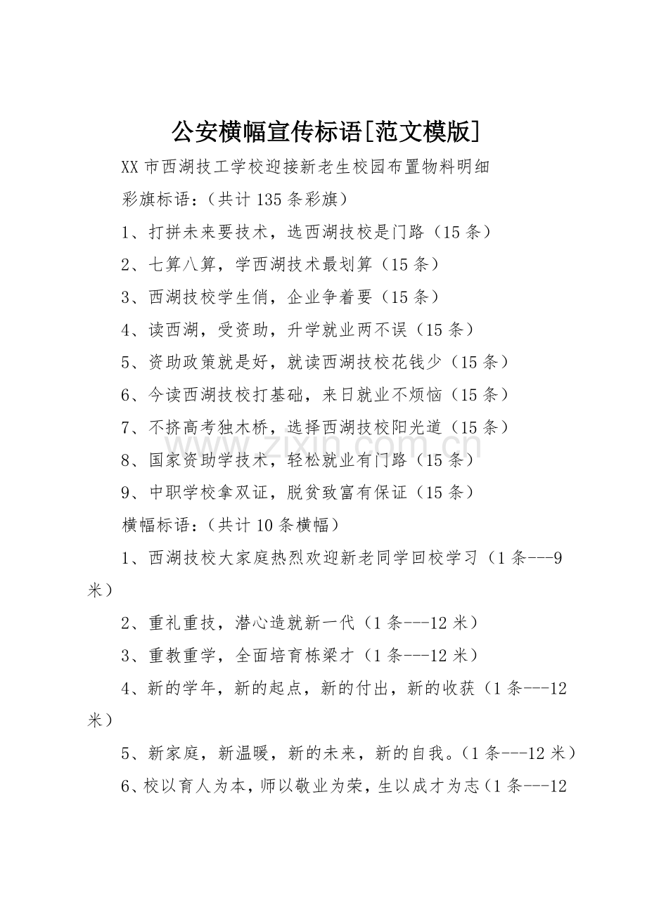公安横幅标语大全[范文模版].docx_第1页