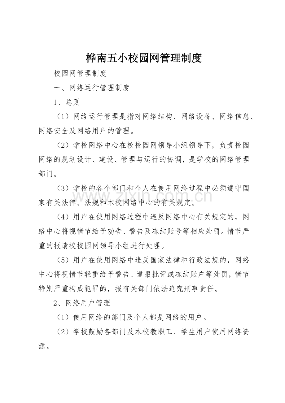 桦南五小校园网管理规章制度细则.docx_第1页