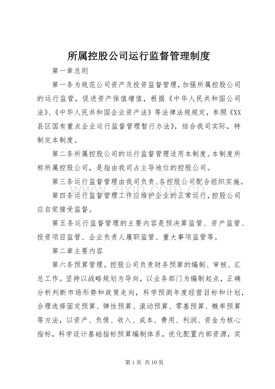 所属控股公司运行监督管理规章制度.docx_第1页