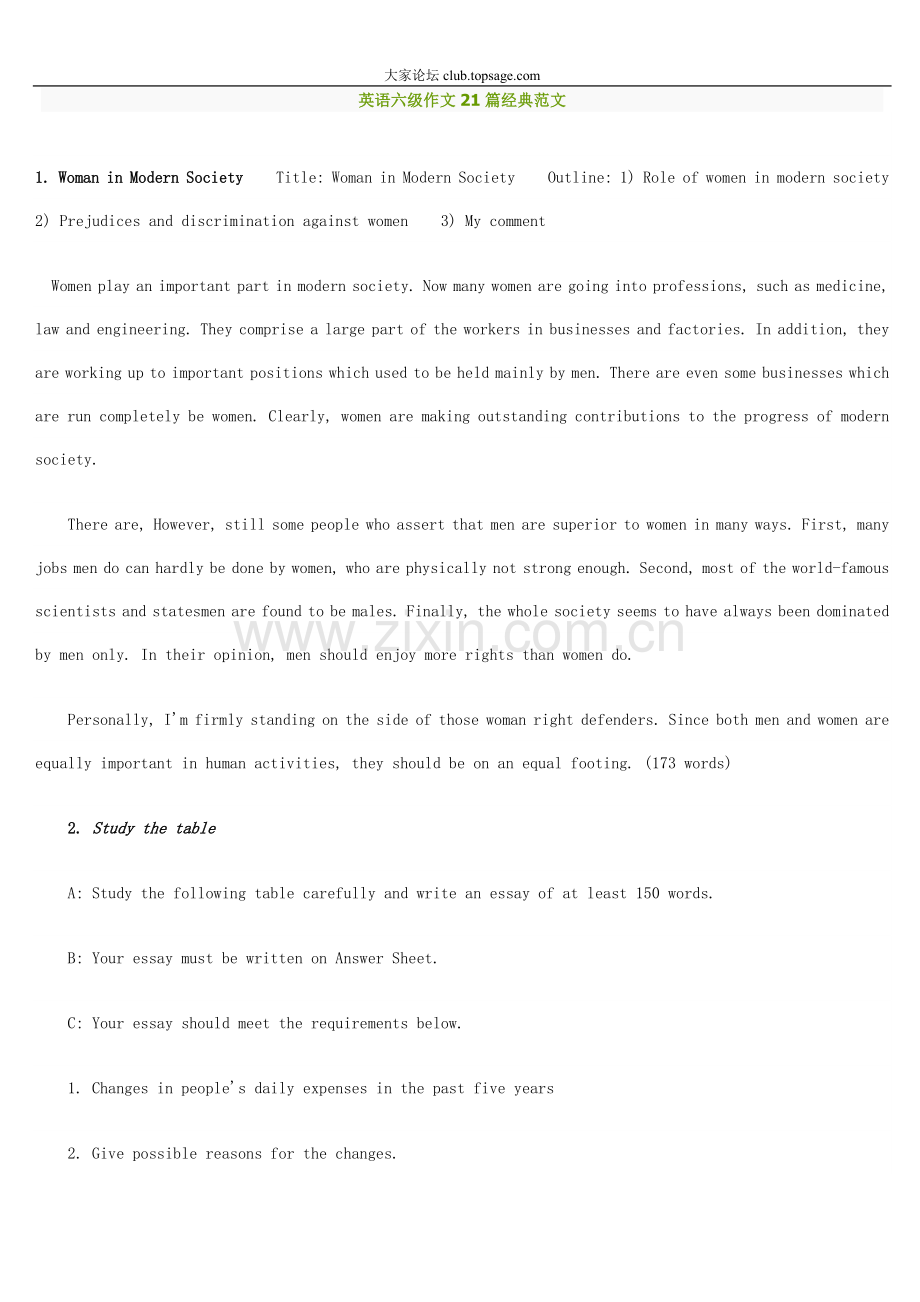 英语六级作文21篇经典范文.doc_第1页