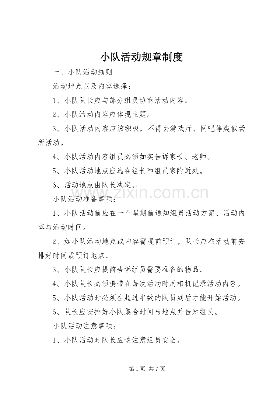 小队活动规章规章制度.docx_第1页