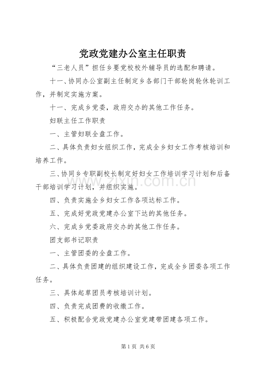党政党建办公室主任职责要求.docx_第1页