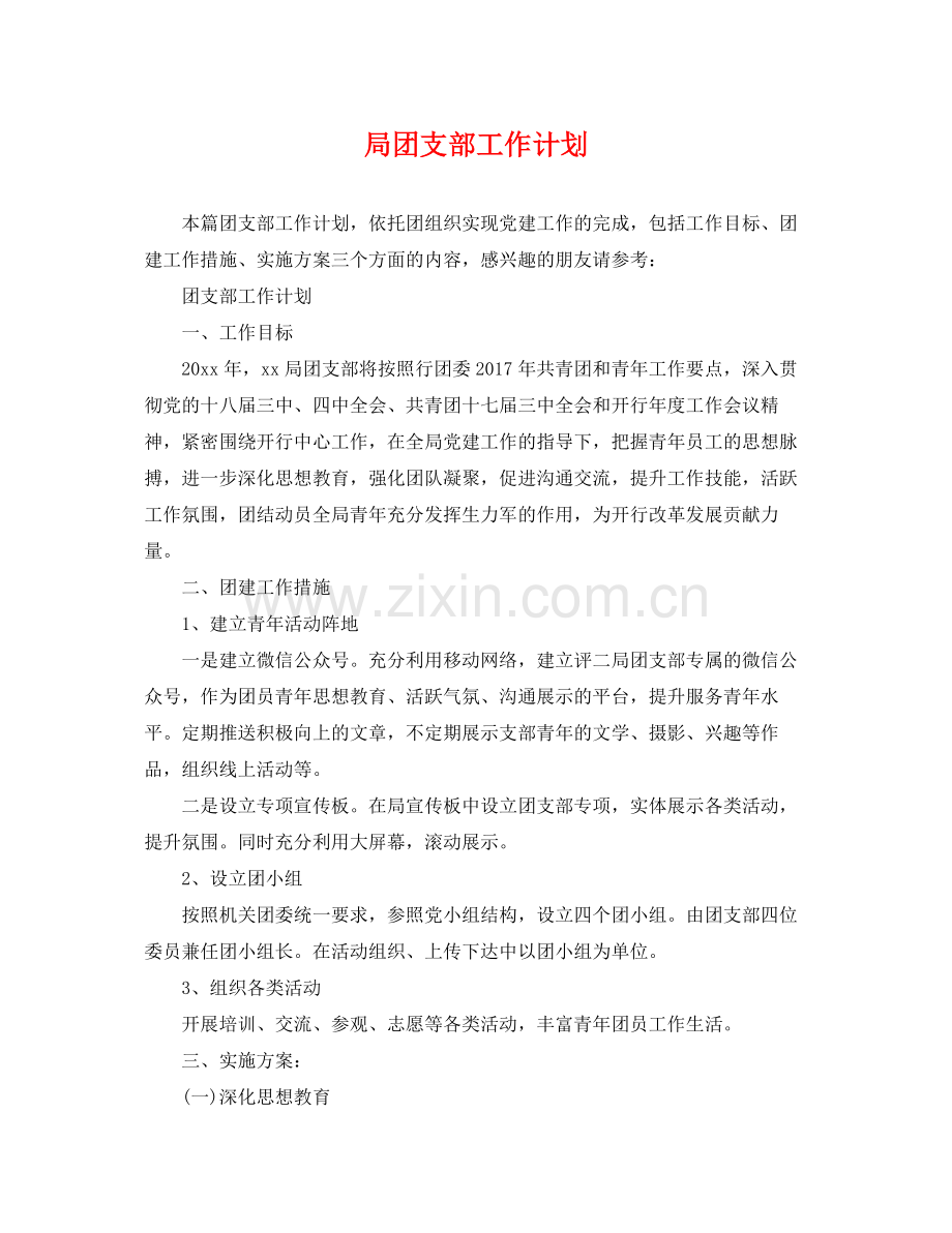 局团支部工作计划 .docx_第1页