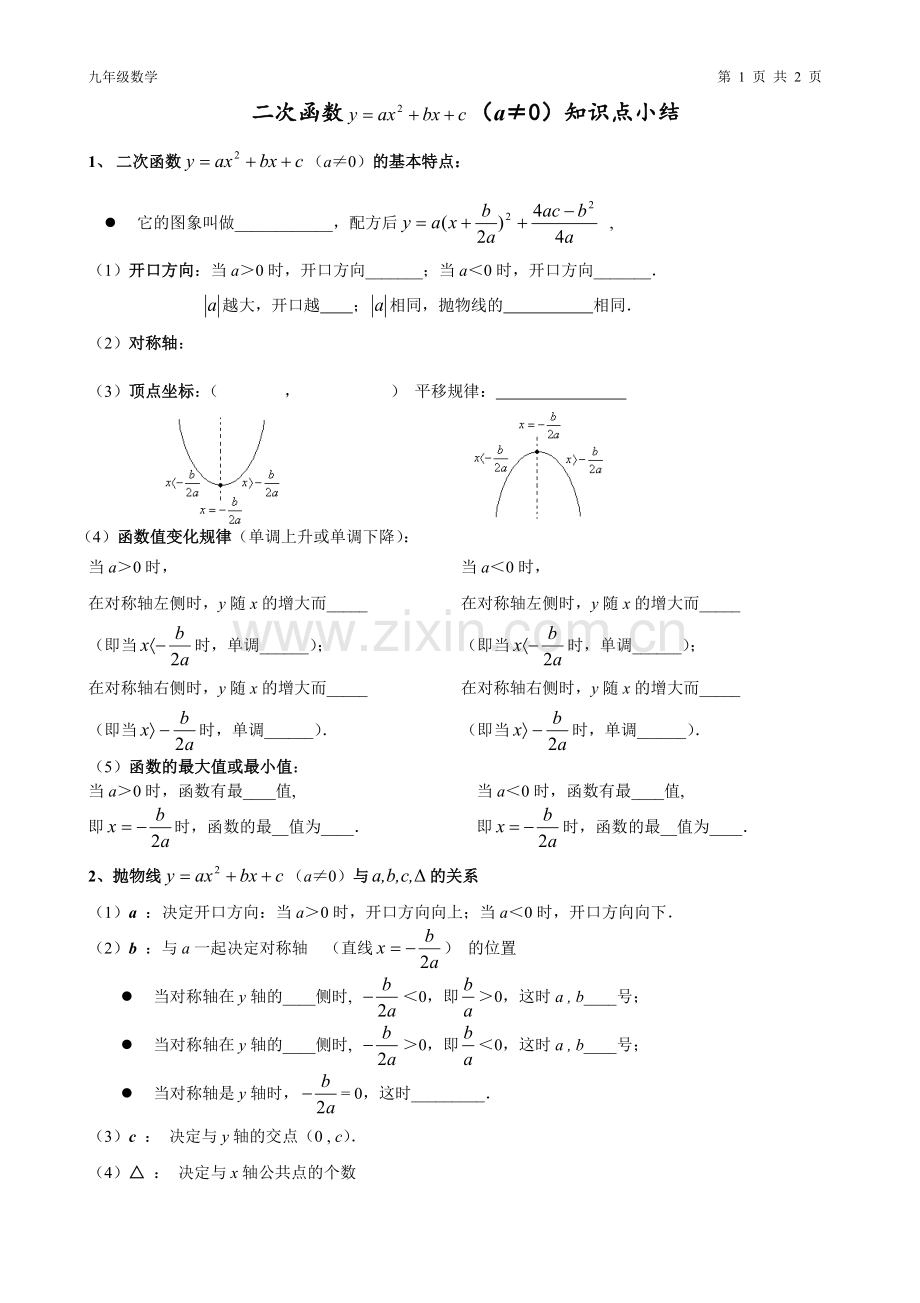 二次函数知识点小结.doc_第1页