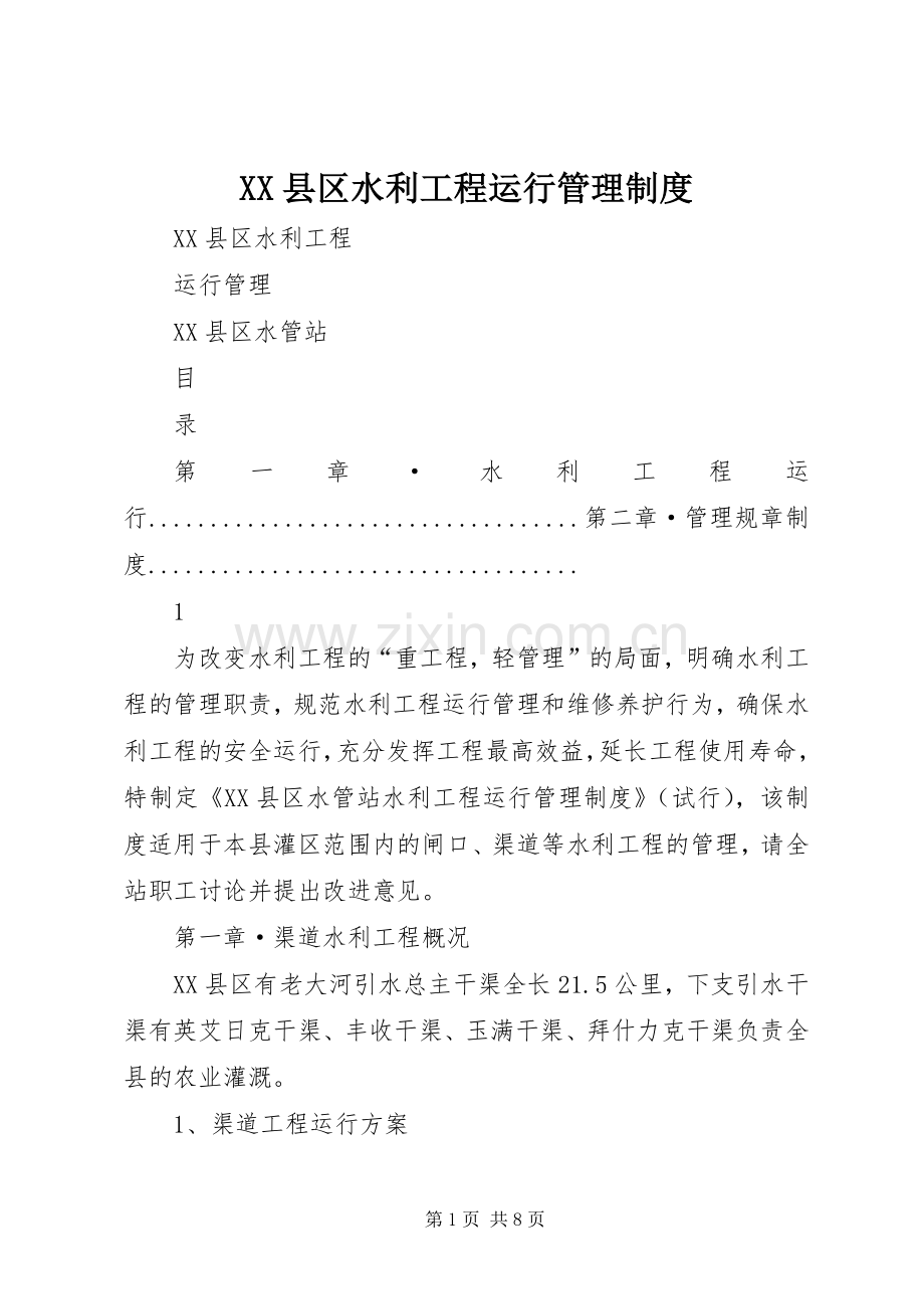 县区水利工程运行管理规章制度细则.docx_第1页