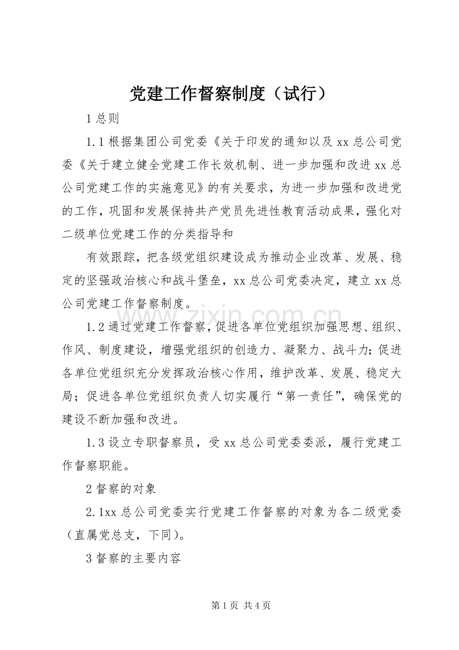 党建工作督察规章制度（试行） .docx_第1页