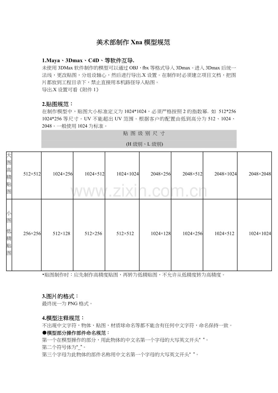 美术部制作Xna模型规范.doc_第1页