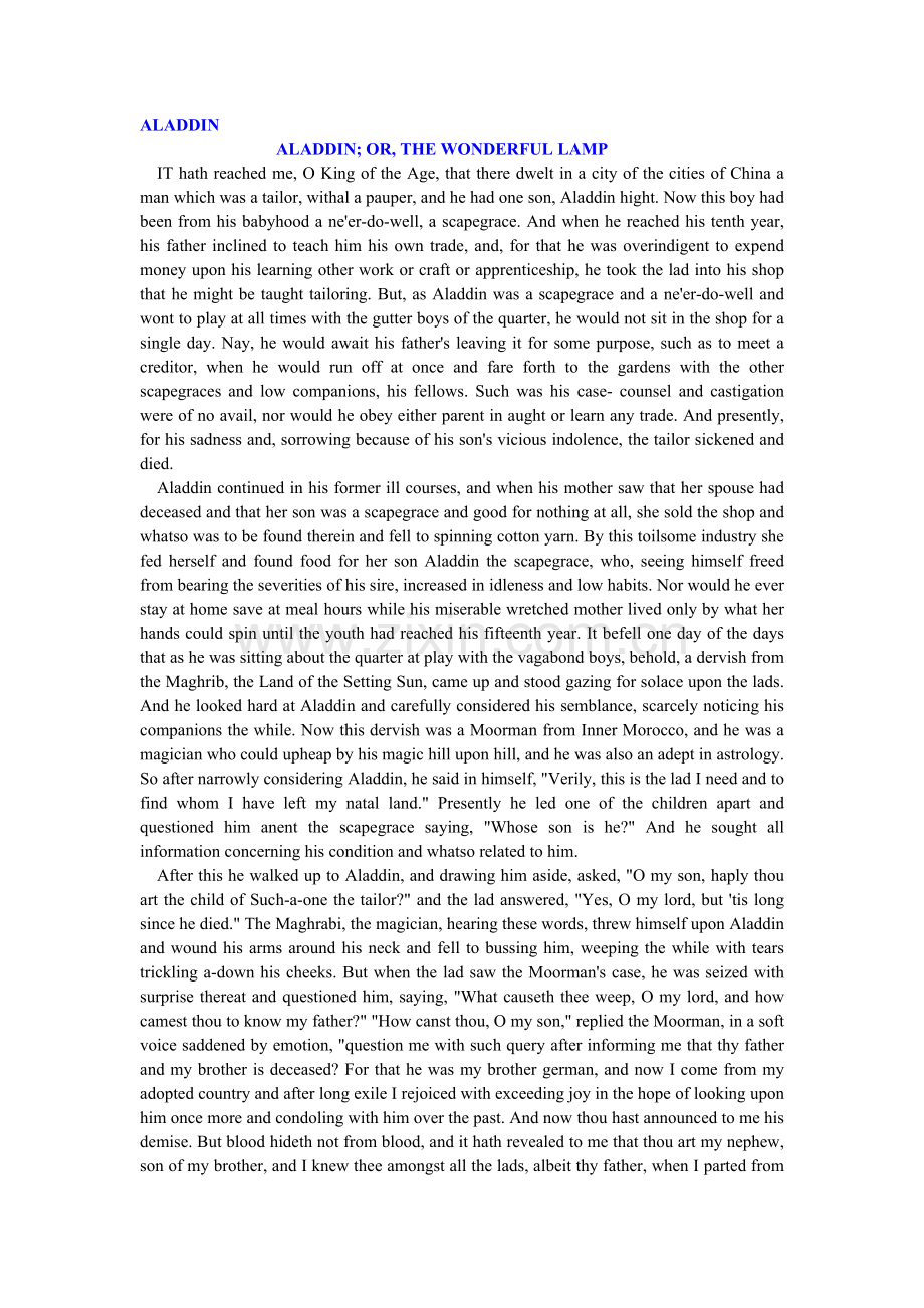 [英文小说]阿拉丁和神灯的故事.doc_第1页