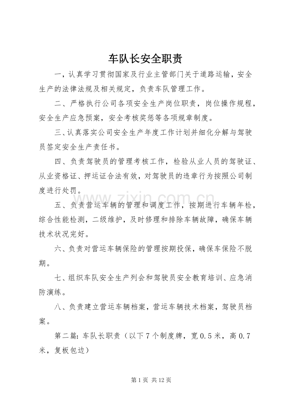 车队长安全职责要求.docx_第1页