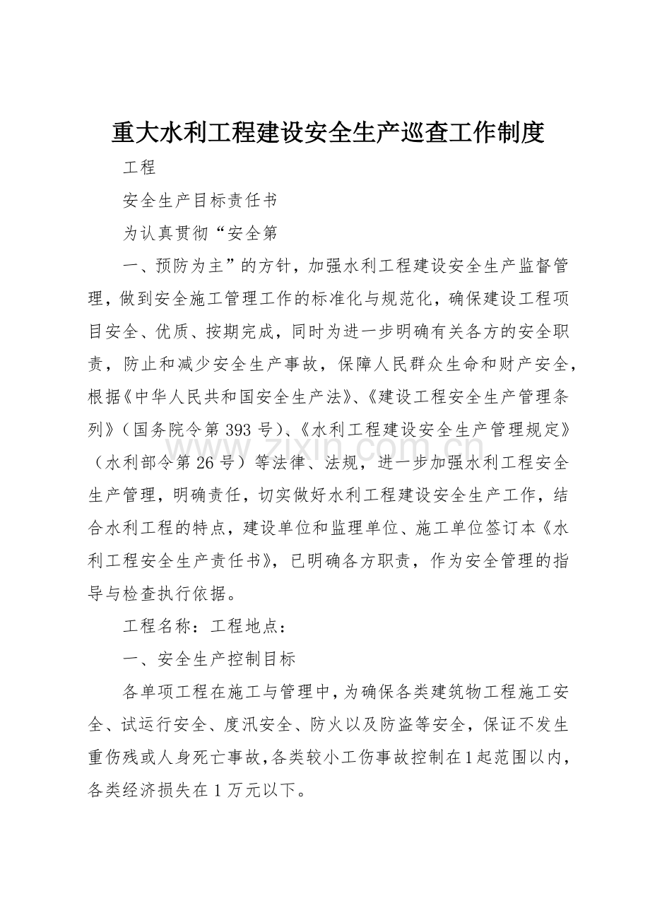 重大水利工程建设安全生产巡查工作规章制度细则.docx_第1页