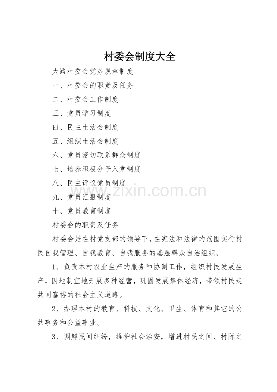 村委会规章制度细则大全.docx_第1页