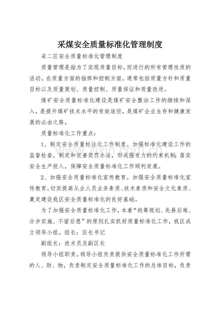 采煤安全质量标准化管理规章制度 .docx_第1页