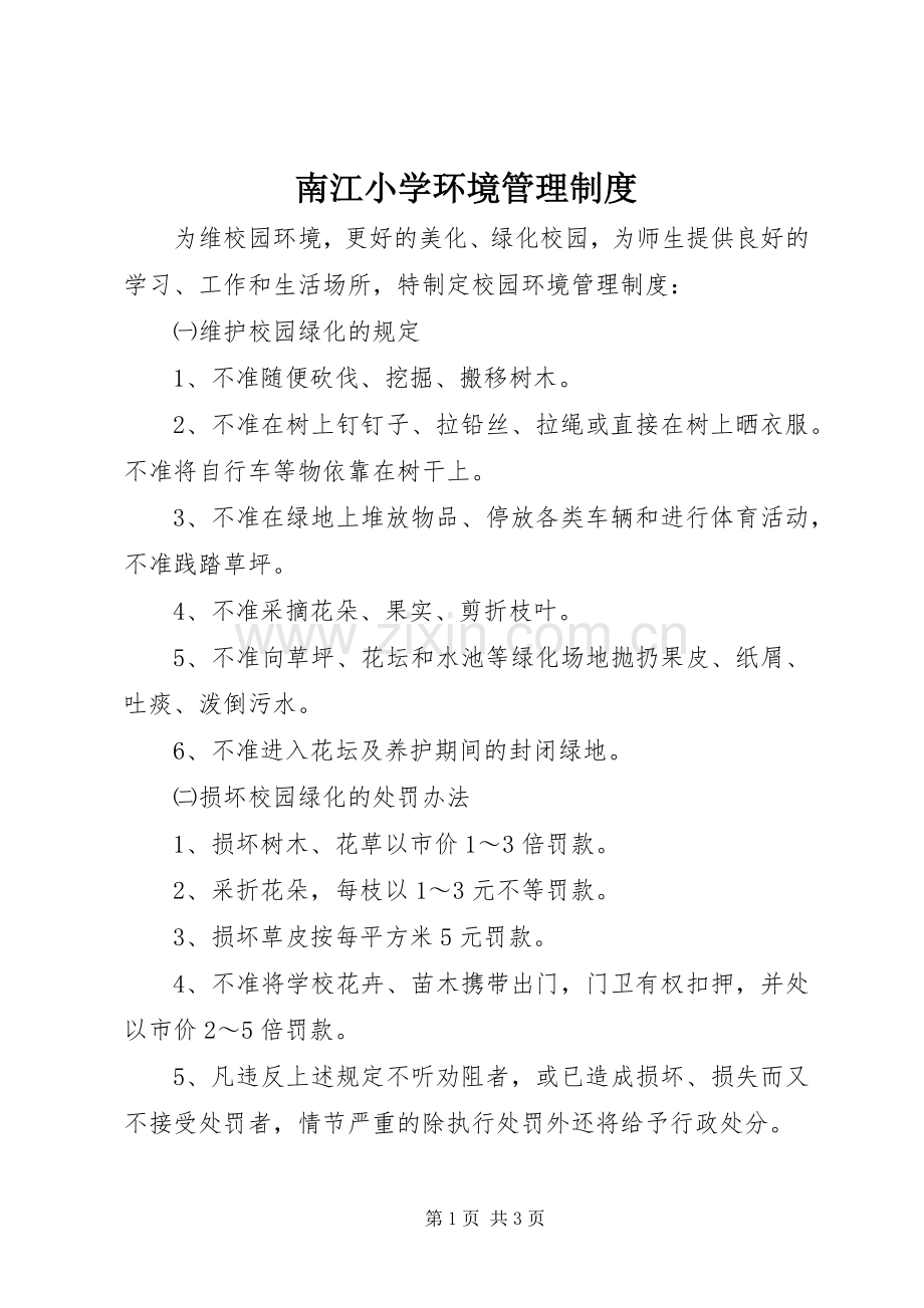 南江小学环境管理规章制度.docx_第1页