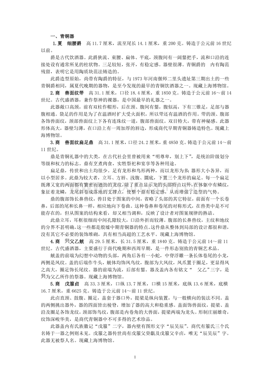 上海博物馆藏品介绍.doc_第1页