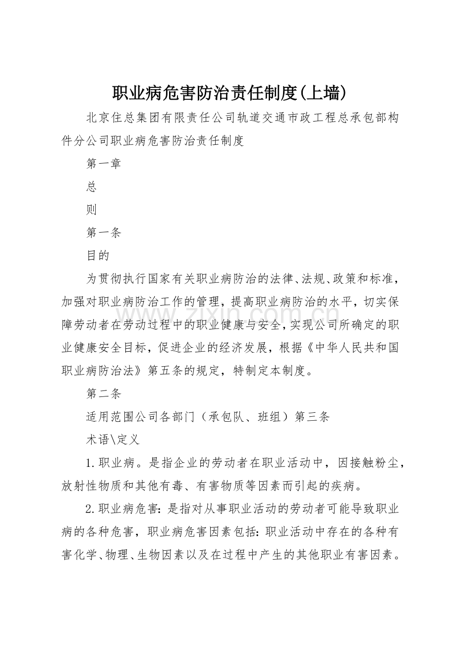 职业病危害防治责任规章制度(上墙)(2).docx_第1页