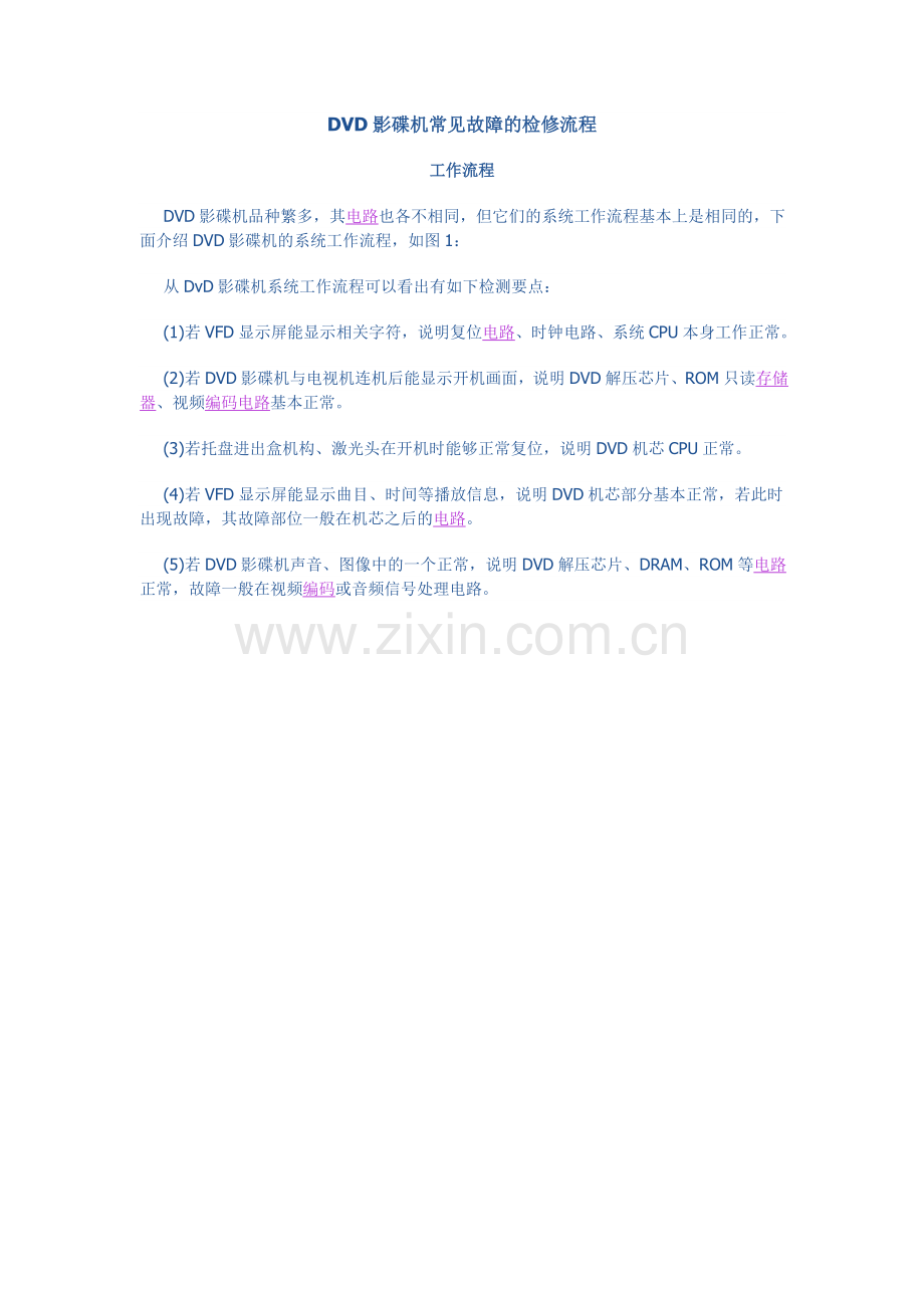 DVD影碟机常见故障的检修流程.doc_第1页