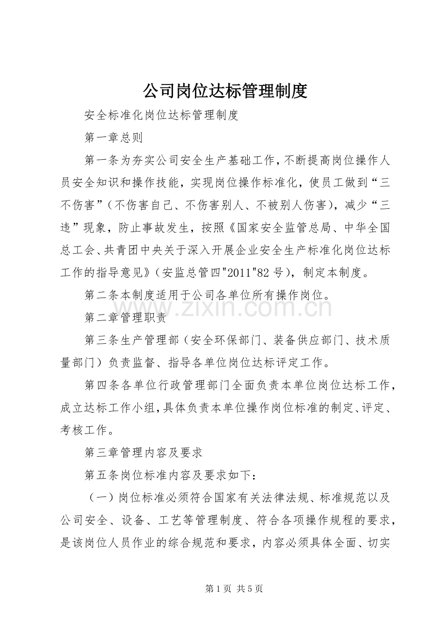 公司岗位达标管理规章制度.docx_第1页
