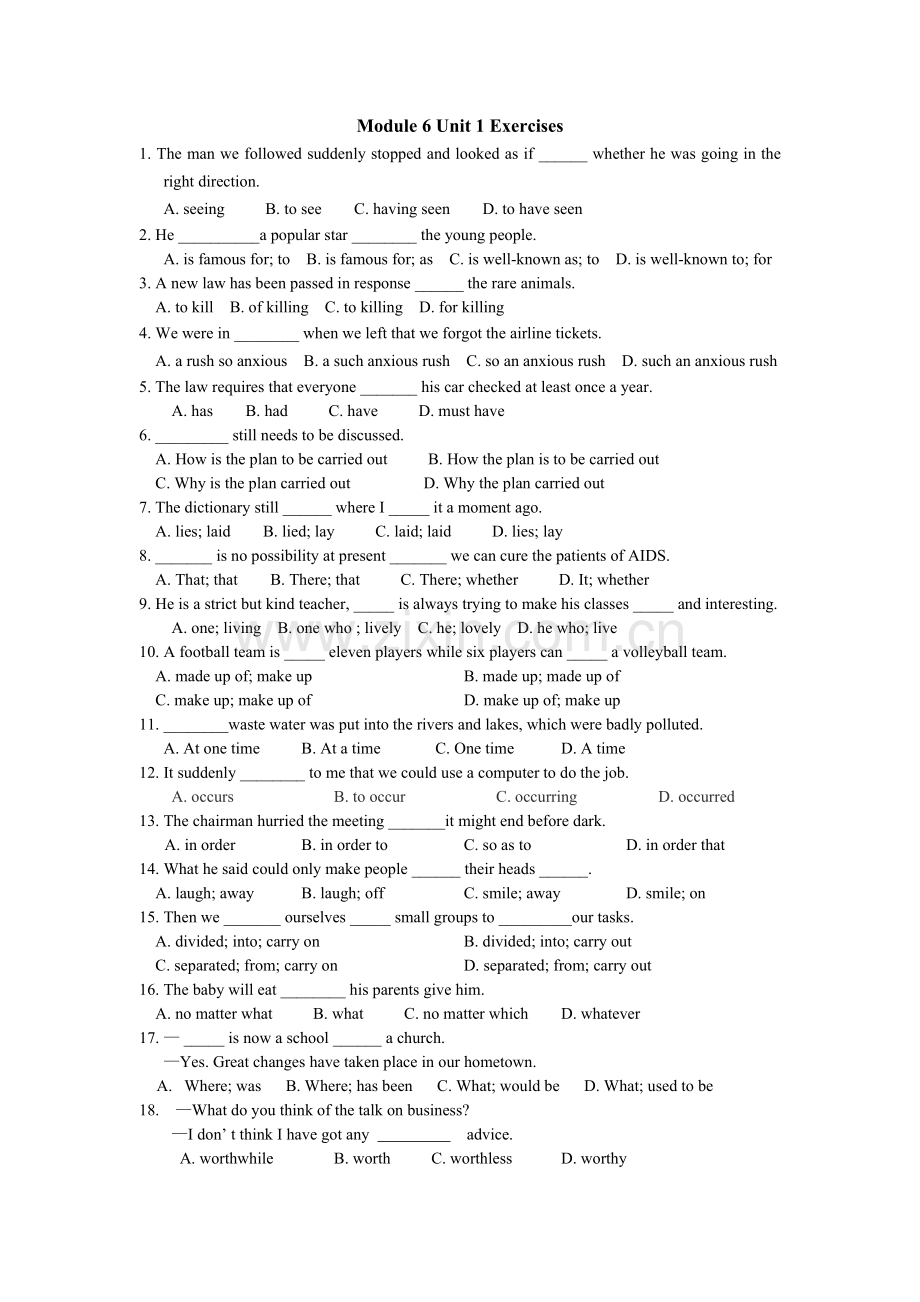 module6unit1exercisesT.doc_第1页