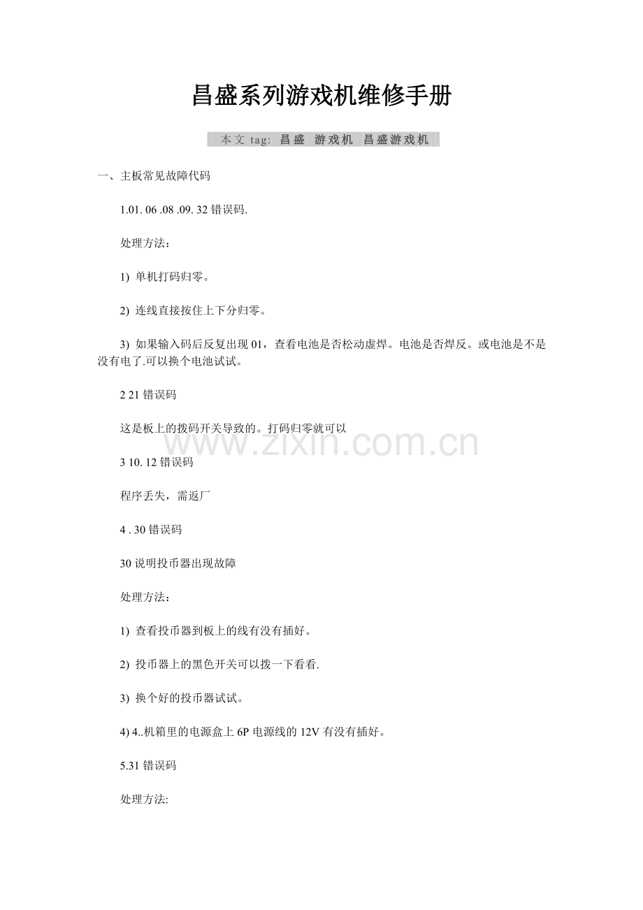 昌盛系列游戏机维修手册.doc_第1页
