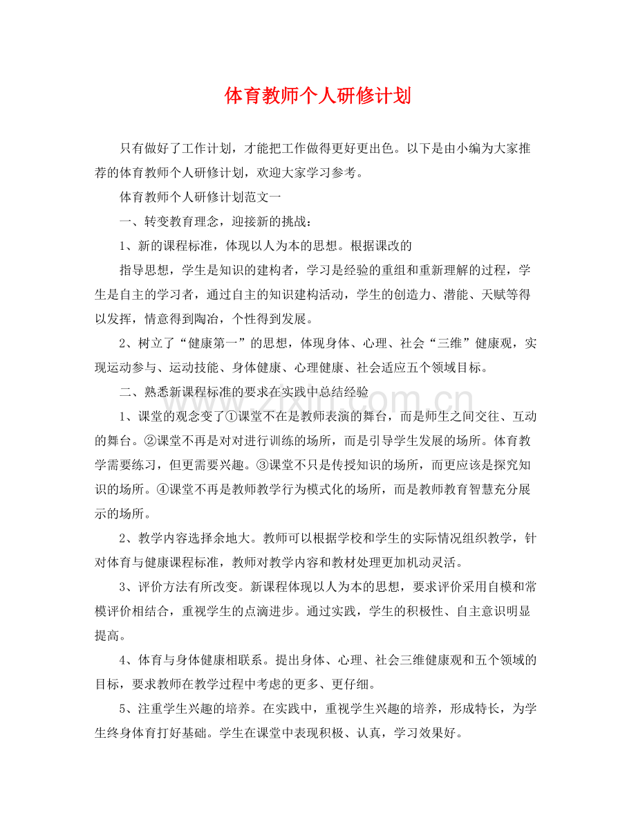 体育教师个人研修计划 .docx_第1页