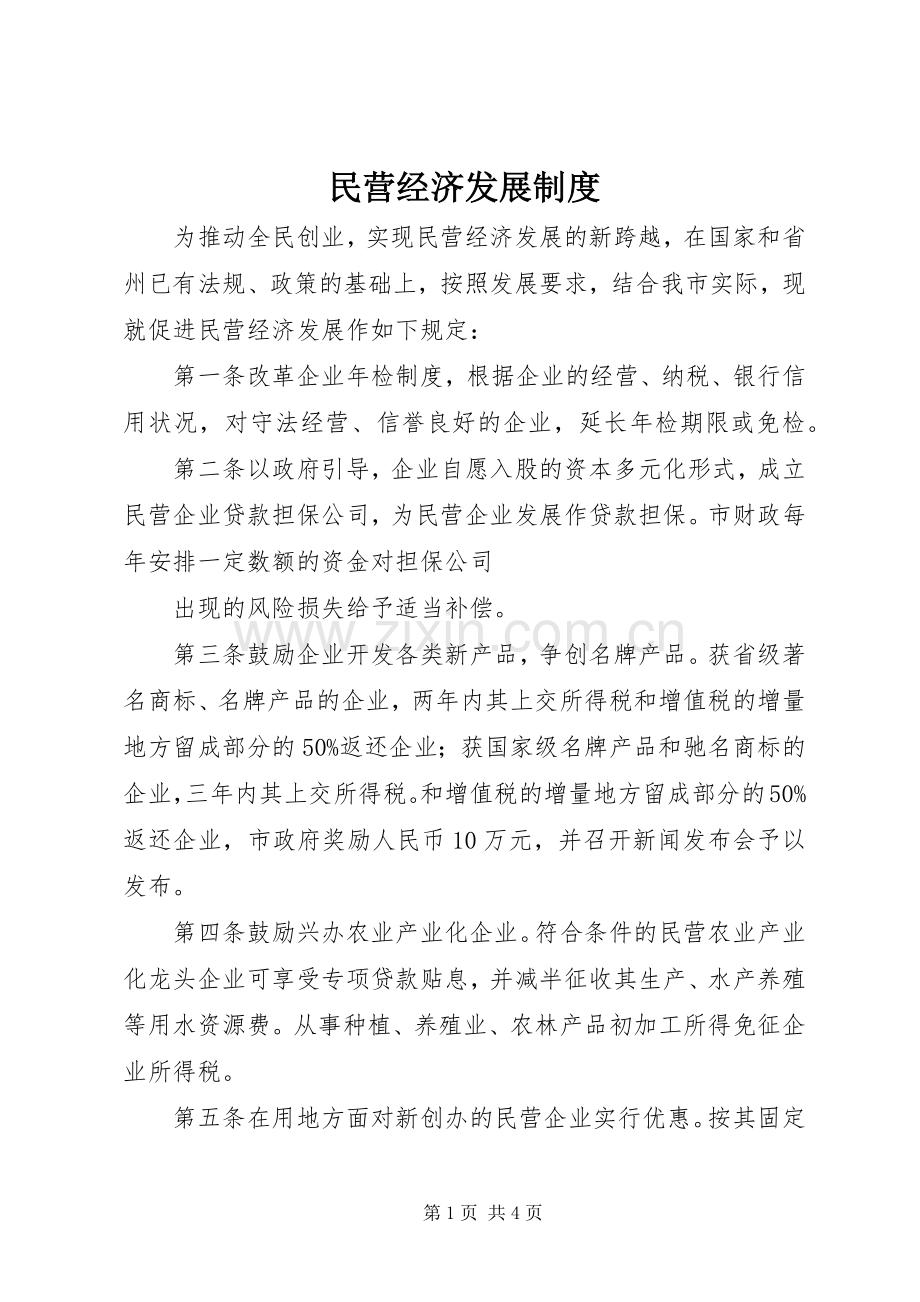 民营经济发展规章制度.docx_第1页