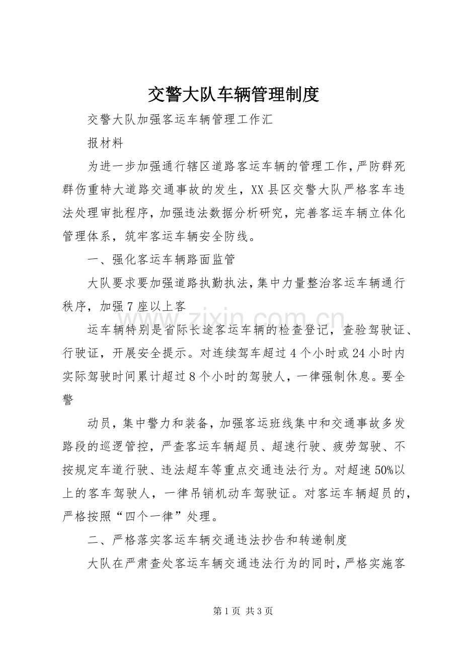 交警大队车辆管理规章制度细则.docx_第1页