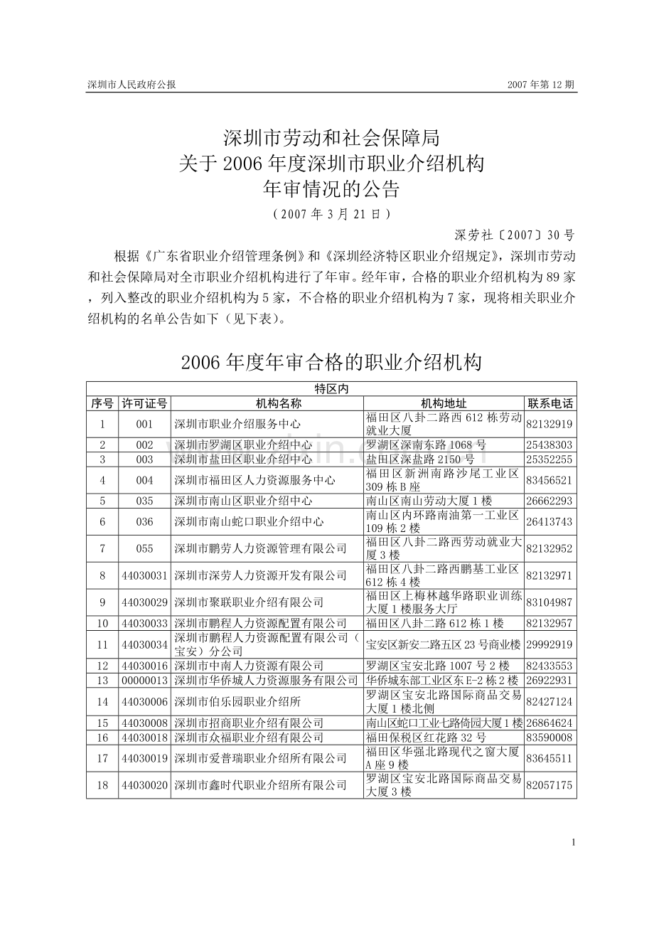 深圳市劳动和社会保障局.doc_第1页