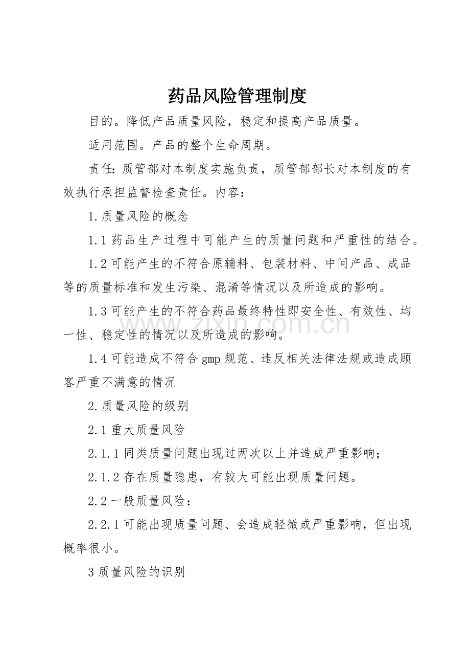 药品风险管理规章制度细则.docx_第1页