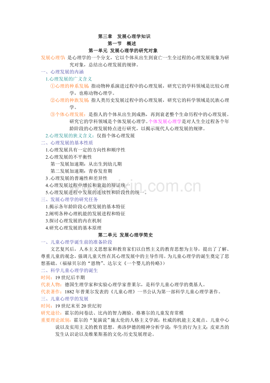心理咨询师(基础知识)第三章 总结.doc_第1页